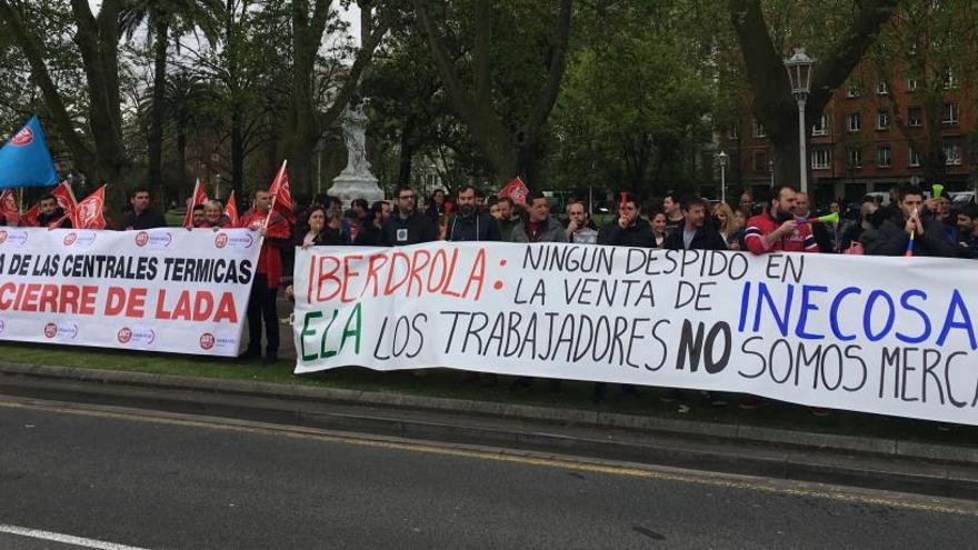 La protesta de los trabajadores en Bilbao.