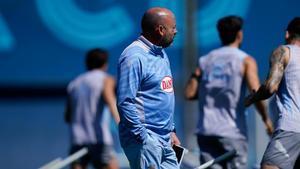 Manolo González, en un entrenamiento del Espanyol de esta semana.
