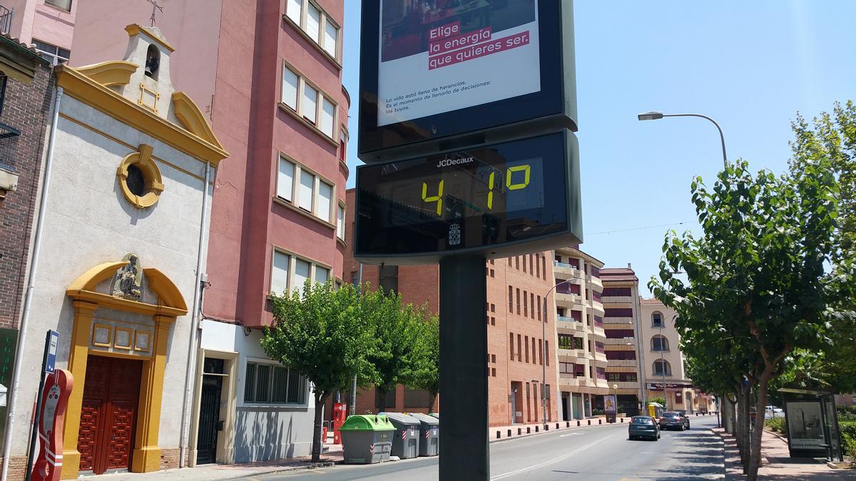 Un termómetro de Murcia, a 41 grados centígrados