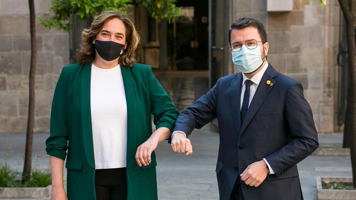 Ada Colau y Pere Aragonès se reúnen en el Palau de la Generalitat