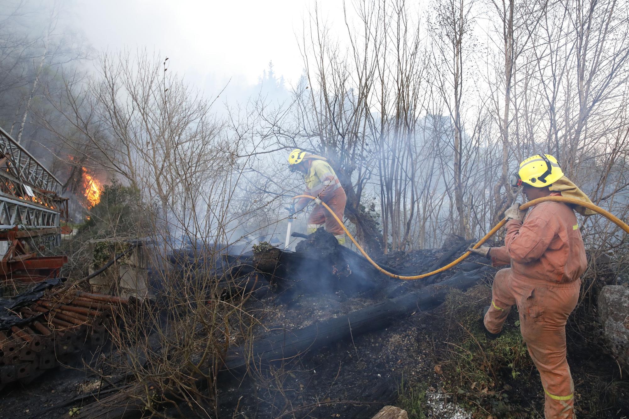 EN IMÁGENES: bomberos, vecinos y la UME luchan contra el preocupante incendio en Tineo