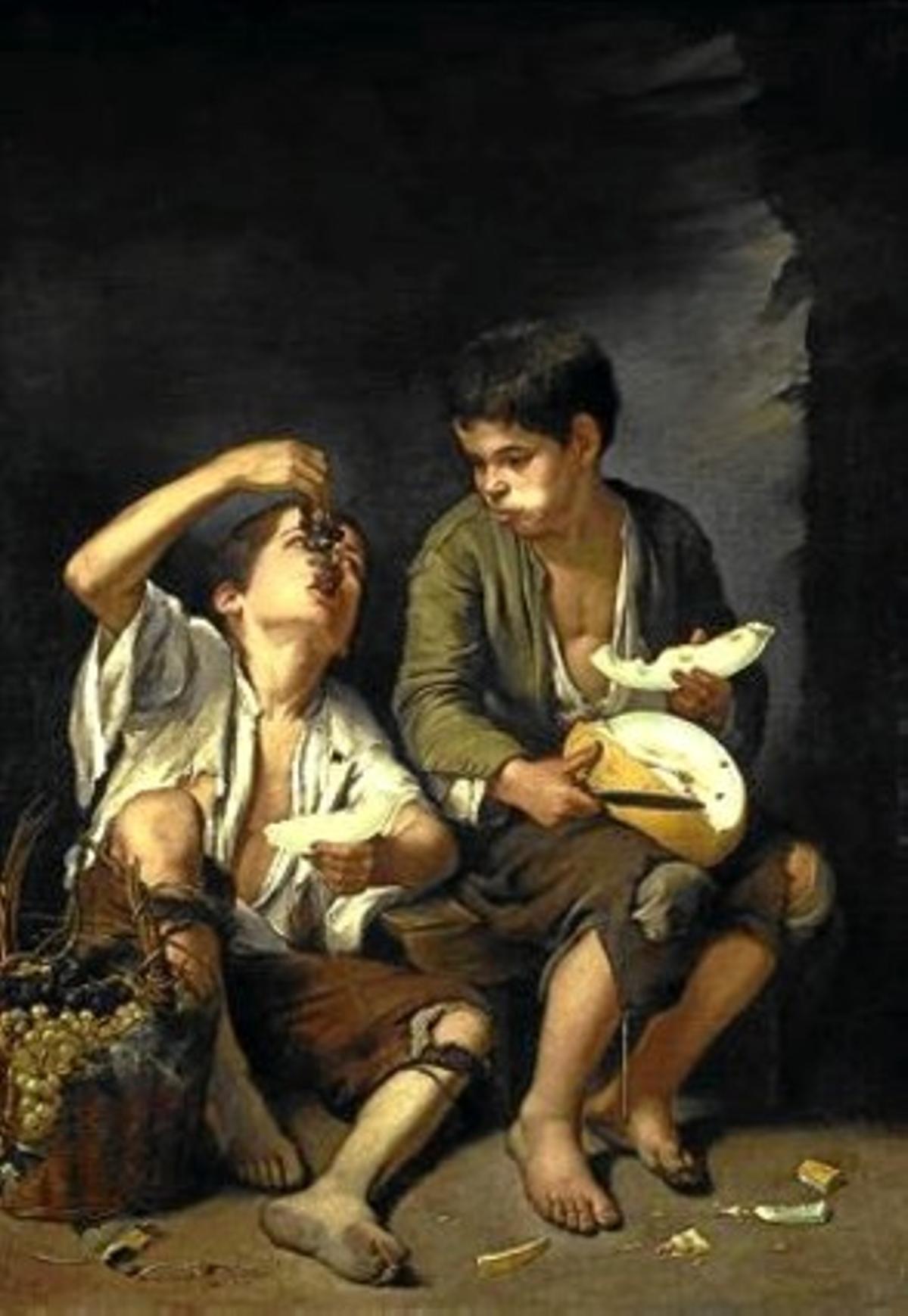 ’Dos nois menjant meló i raïm’ (1645-48). ’Dos nois menjant meló i raïm’ (1645-48).