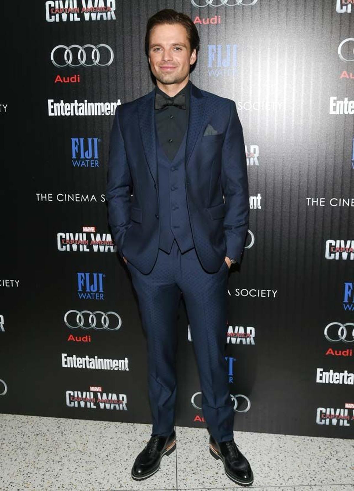 Sebastian Stan, en el pase especial de Capitán América: Civil War en Nueva York.