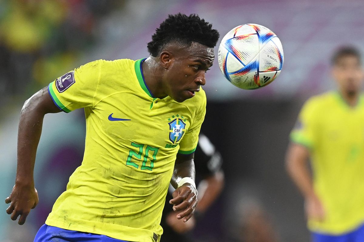 Doha (Qatar), 28/11/2022.- Vinicius Junior of Brazil in action during the FIFA World Cup 2022 group G soccer match between Brazil and Switzerland at Stadium 947 in Doha, Qatar, 28 November 2022. (Mundial de Fútbol, Brasil, Suiza, Catar) EFE/EPA/Neil Hall