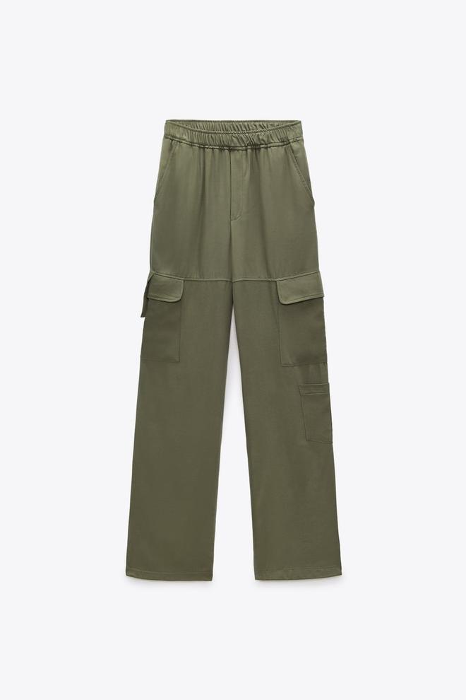 Pantalones cargo Zara tejido fluido