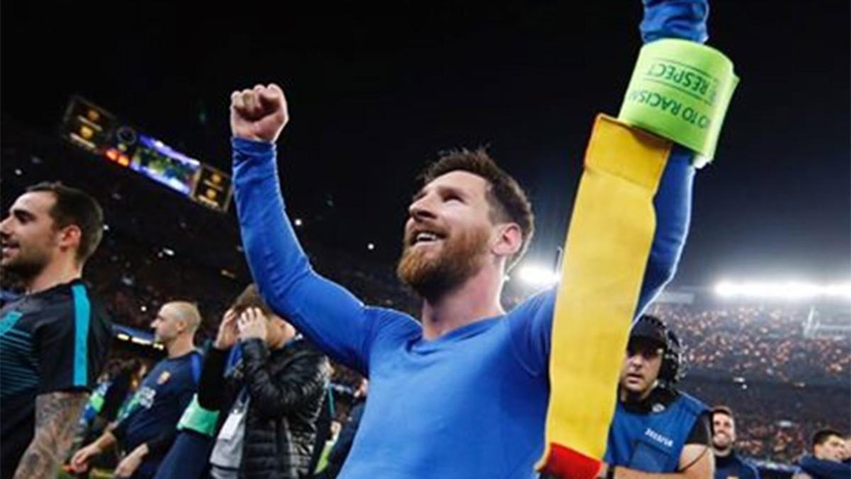 Messi celebró por todo lo alto la remontada