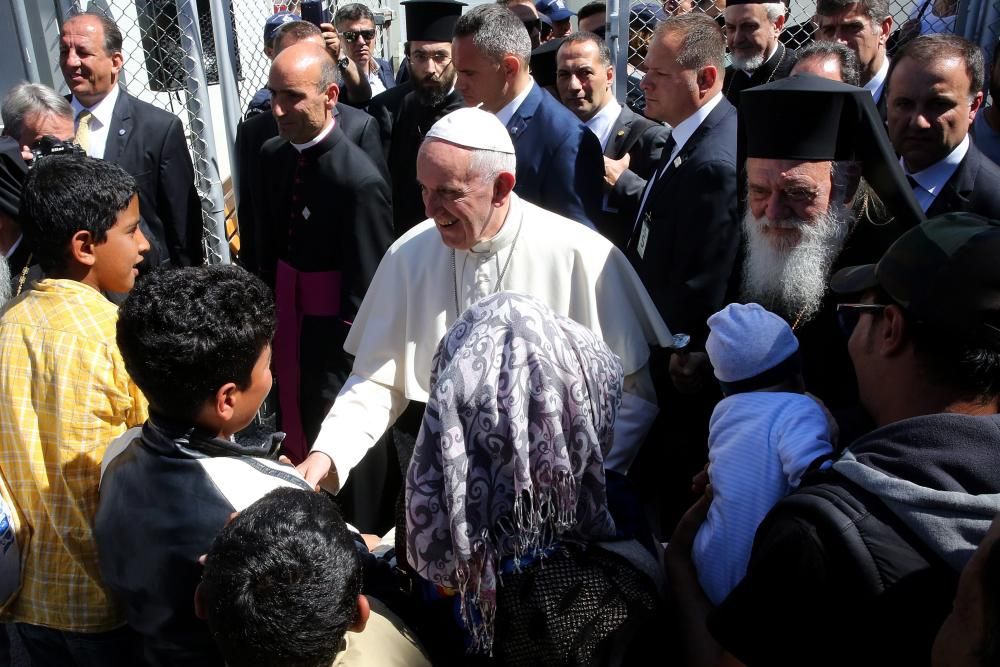 Visita del Papa a los refugiados en Lesbos.