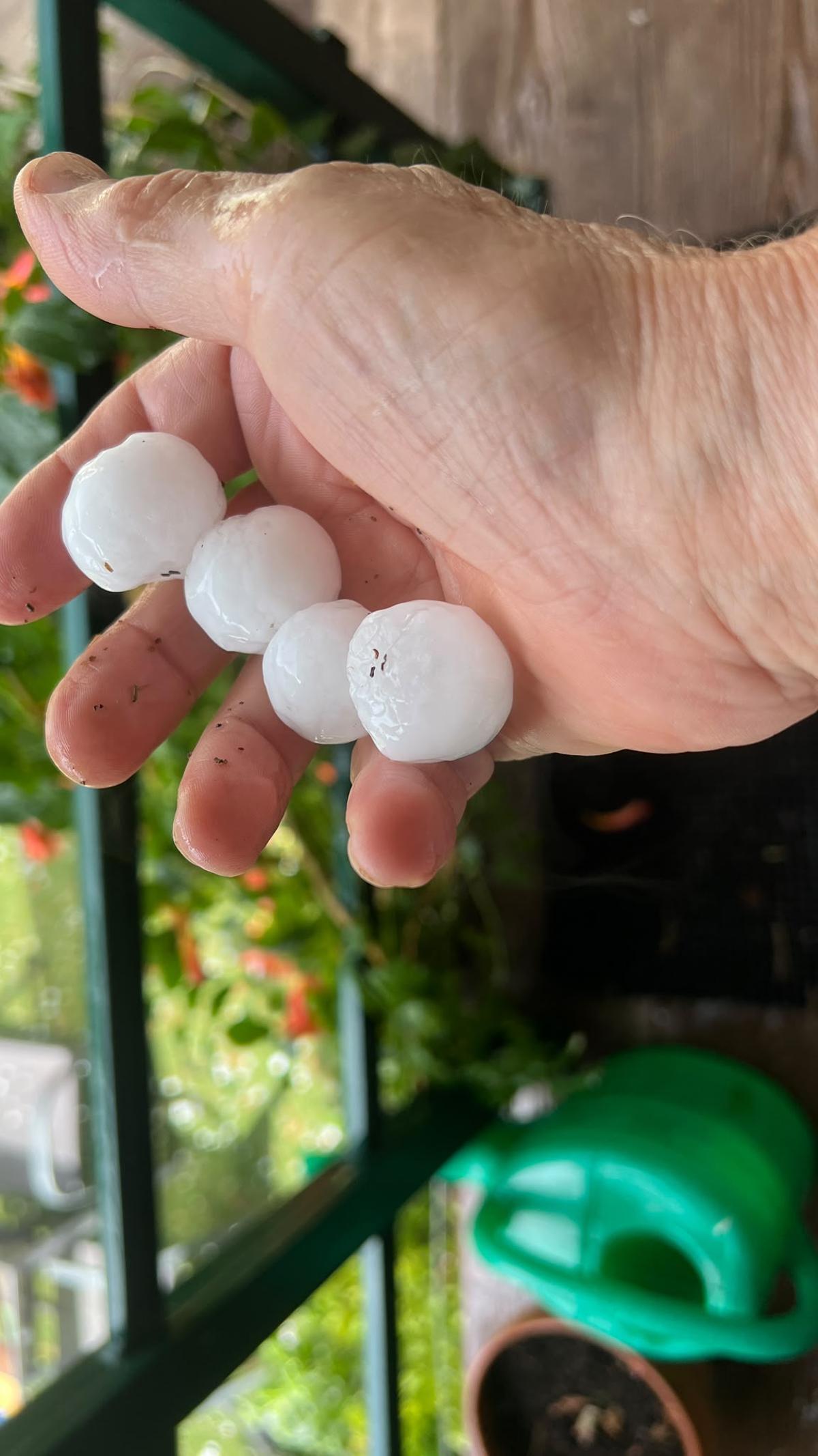 Tamaño del granizo en Cariñena.
