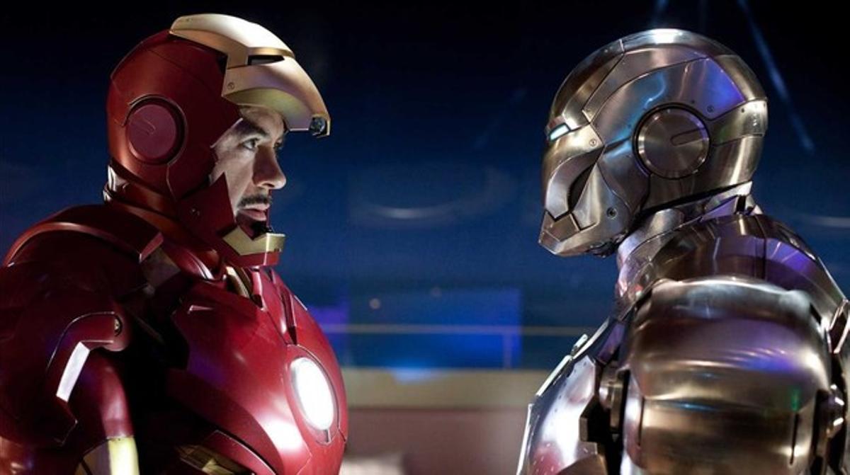 Robert Downey Jr. i Mickey Rourke, cara a cara, a ’Iron Man 2’. Robert Downey Jr. i Mickey Rourke, cara a cara, a ’Iron Man 2’.