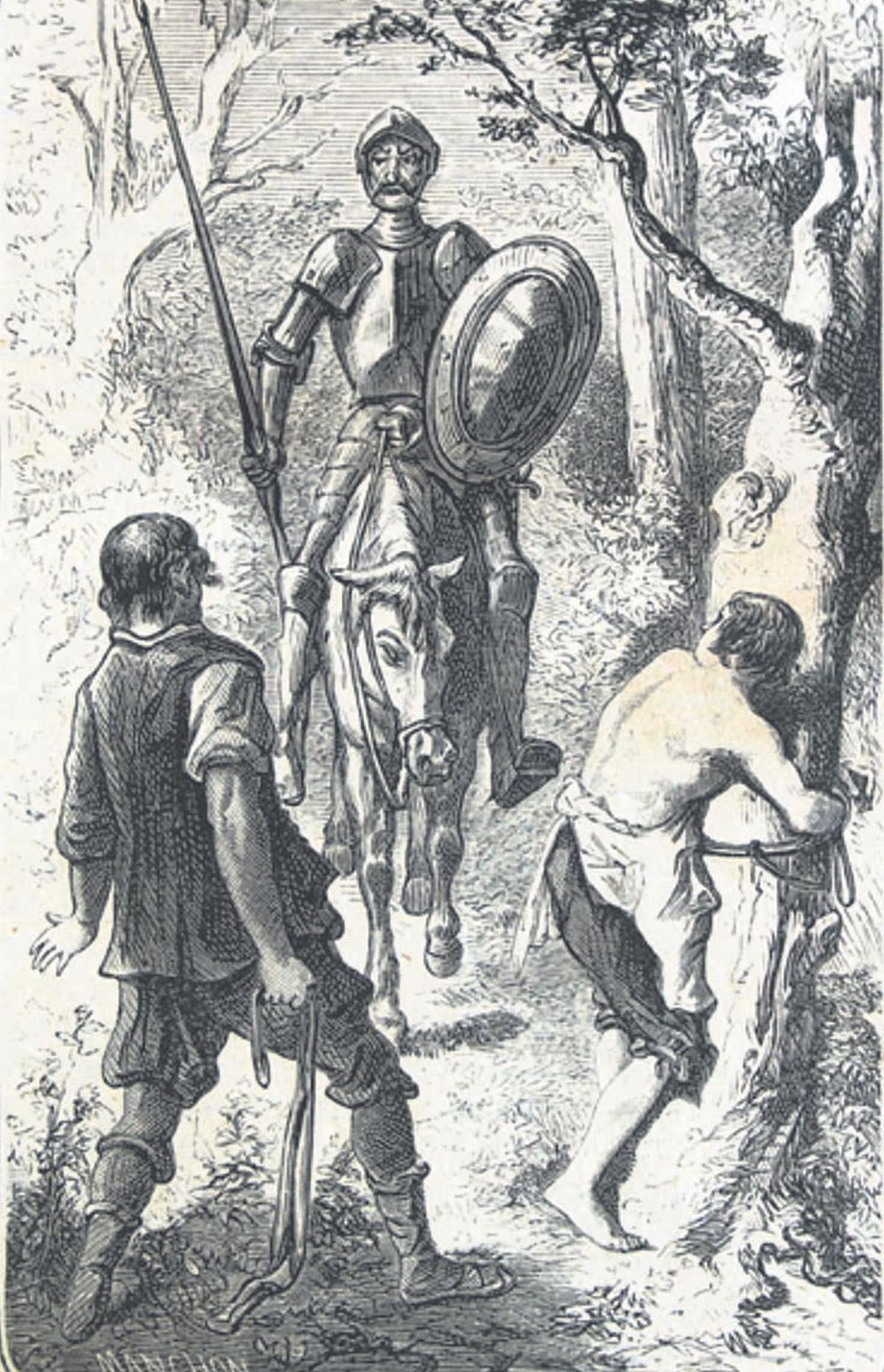 Don Quijote interroga a Juan Haldudo (1869), de Ramón Pujal