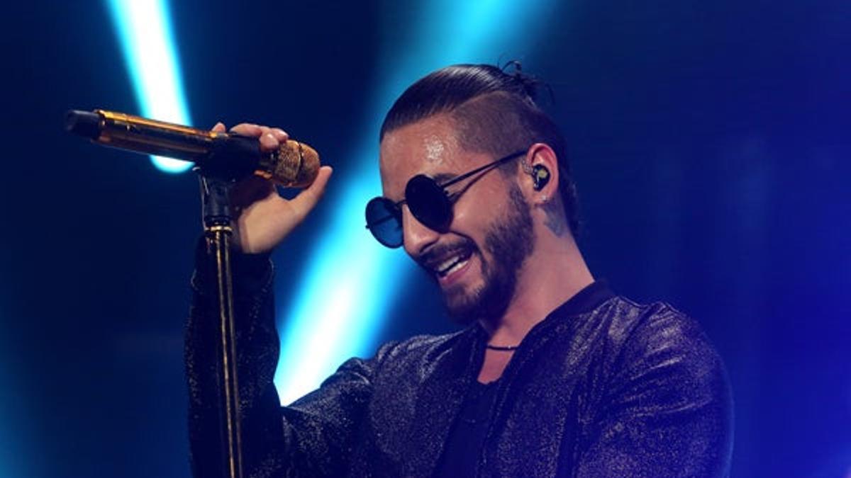 El cantante Maluma durante un concierto en Málaga