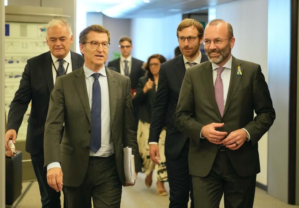 Feijóo en el encuentro con los populares europeos en Bruselas.