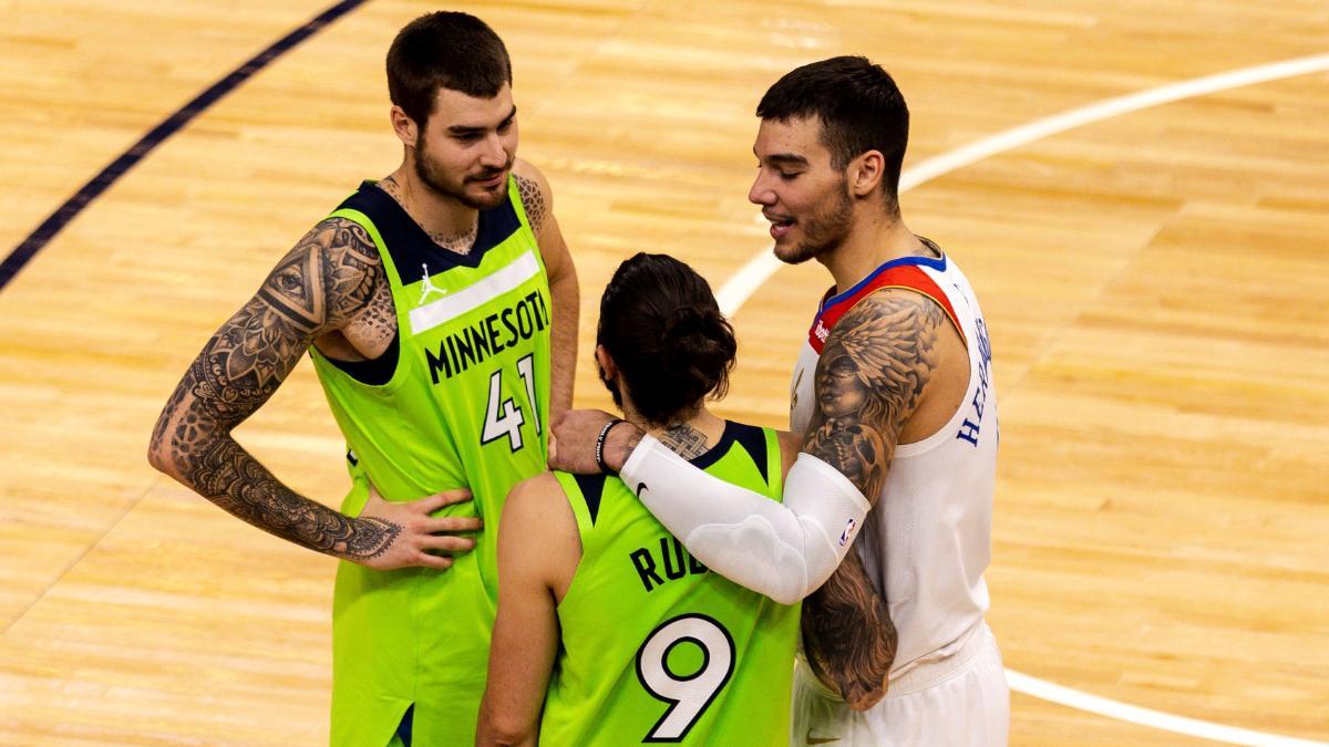 Los Hernangómez, con Ricky Rubio en la NBA