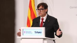 El president de la Generalitat, Salvador Illa, en roda de premsa aquest dimarts
