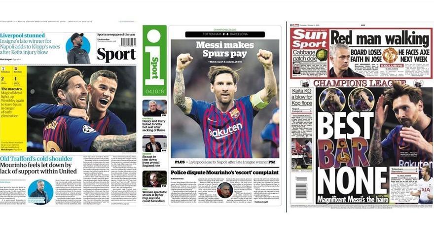 La prensa inglesa se rinde a la &quot;clase magistral&quot; de Messi