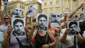 Un homenaje, del 2006 en Barcelona, al concejal del PP de Ermua asesinado por ETA Miguel Ángel Blanco.