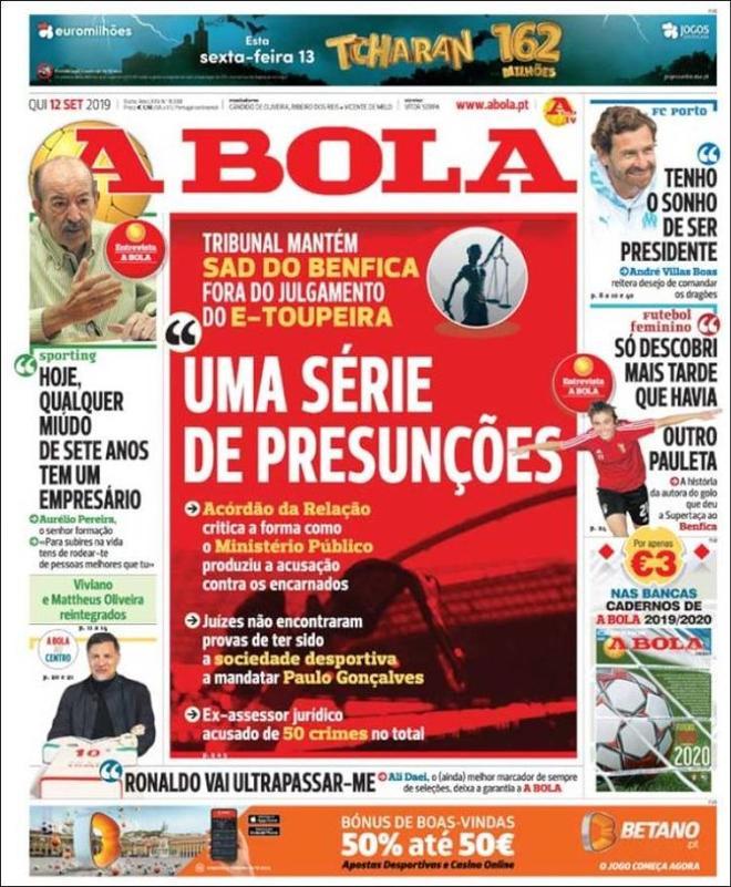 Esta es la portada de A Bola de este 12 de septiembre