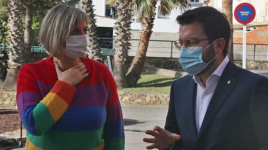 Alba Vergès i Pere Aragonès ahir a l&#039;hospital de Palamós