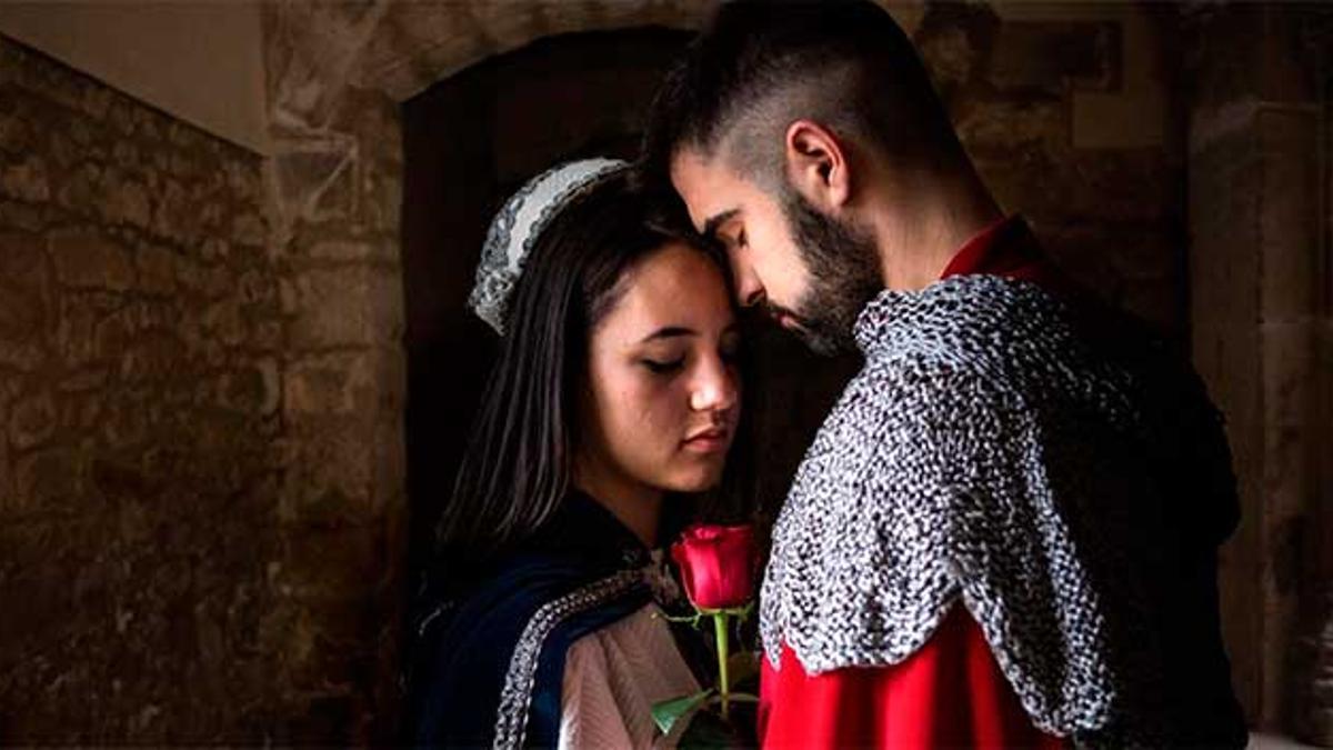 Sant Jordi y la Princesa en una respresentación de la Semana Medieval de Montblanc.