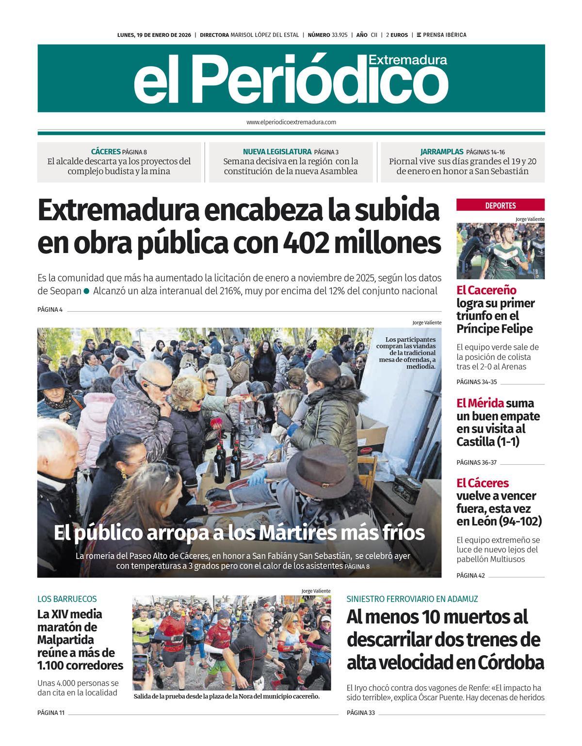 Consulta la portada correspondiente al día 19 de enero de 2026