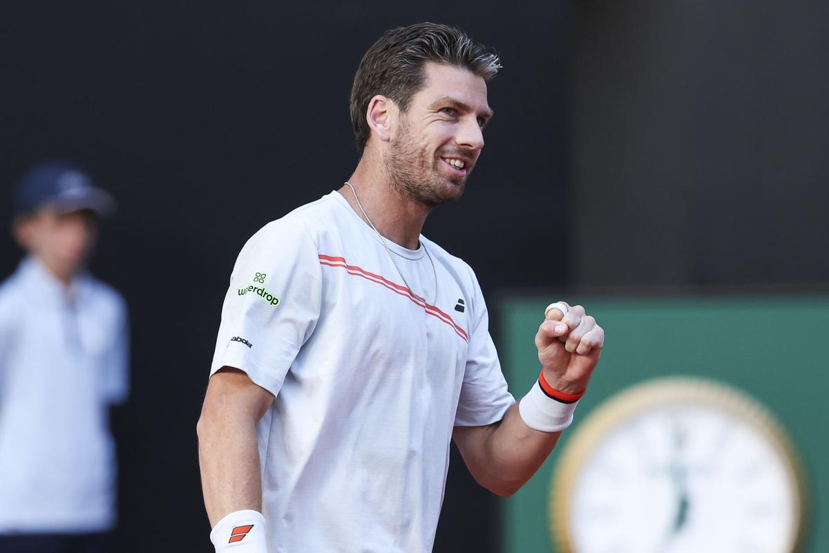 Cameron Norrie of Great Britain reacts against Thiago Agustin Tirante of Argentina during the Mutua Madrid Open 2026, ATP Masters 1000 and WTA 1000, at La Caja Magica on April 26, 2026 in Madrid, Spain. AFP7 26/04/2026 ONLY FOR USE IN SPAIN