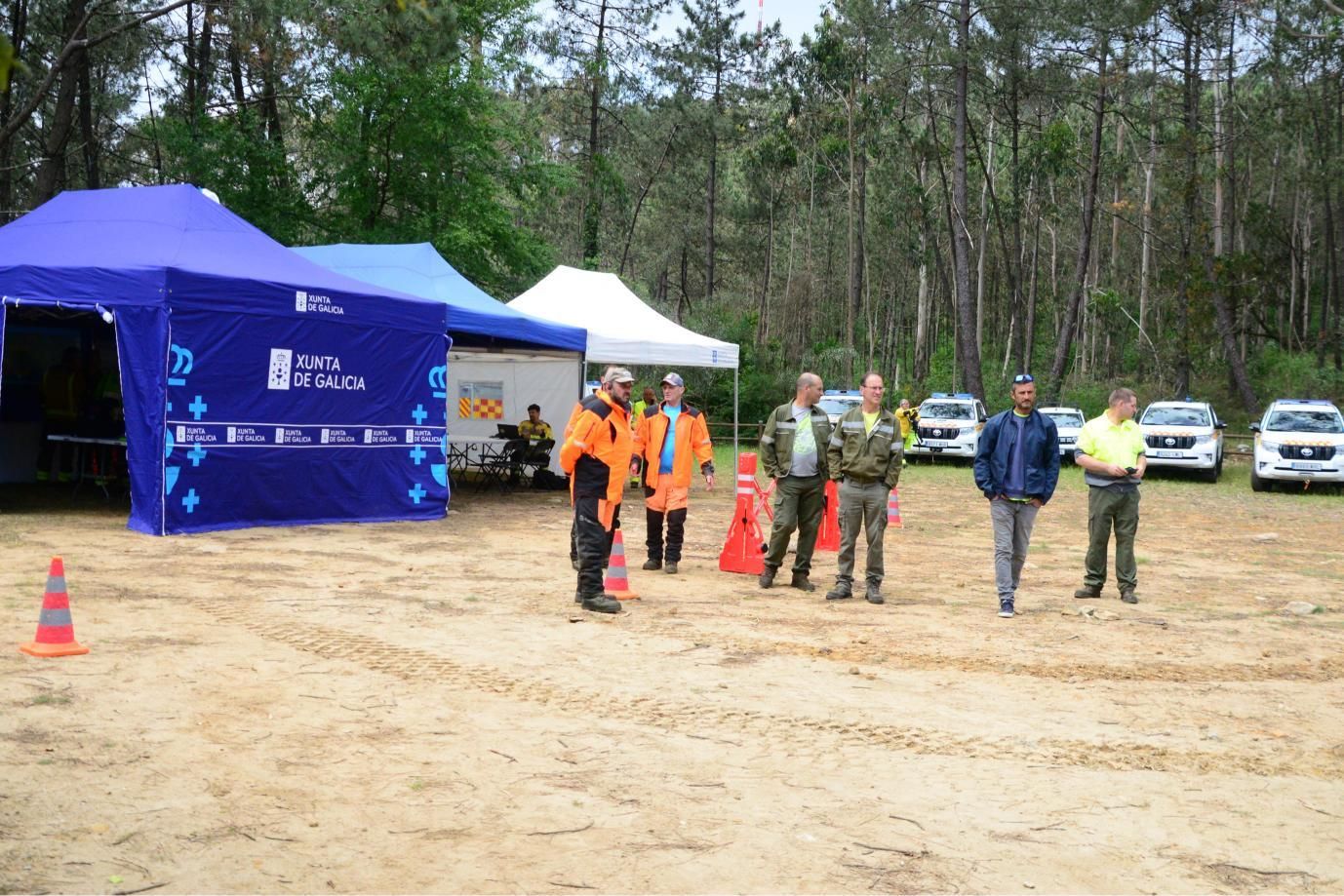 Las imágenes del simulacro contra incendios forestales en Moaña