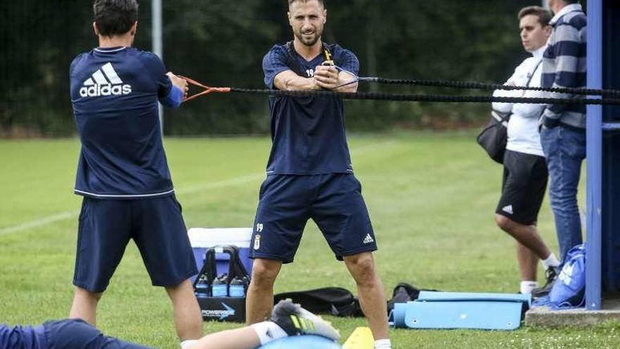 Valentini hace un ejercicio en un entrenamiento en El Requexón.