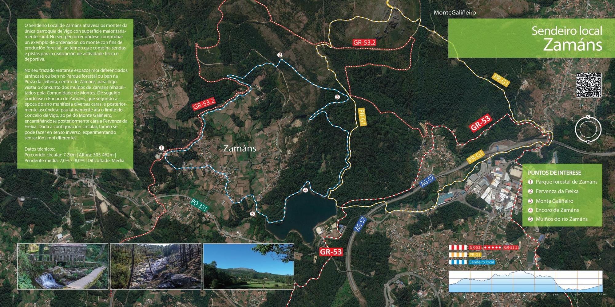 Plano del sendeiro local de de Zamáns dentro del programa de rutas de senderismo guiadas y gratis &quot;Vigo, camiño a camiño&quot;