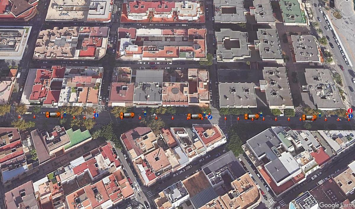 Cortes y restricciones en la avenida Bartomeu Roselló por labores de limpieza.