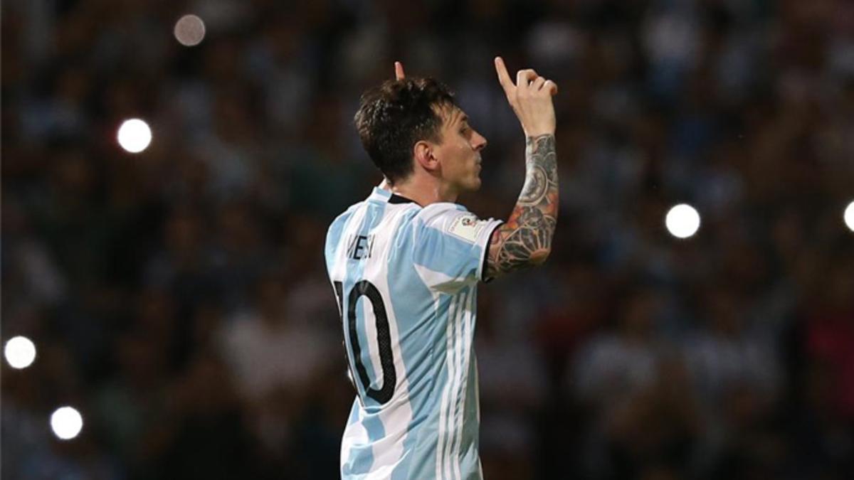 Messi celebrando su gol ante Bolivia
