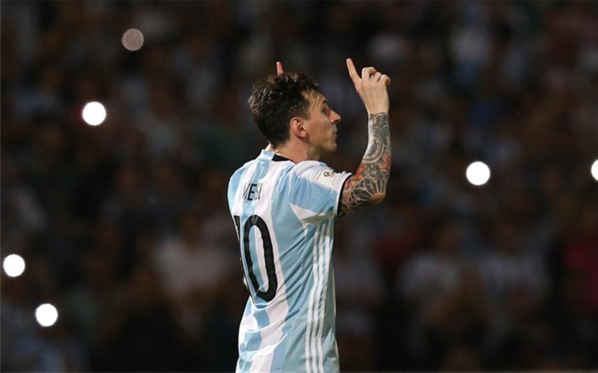 Messi celebrando su gol ante Bolivia