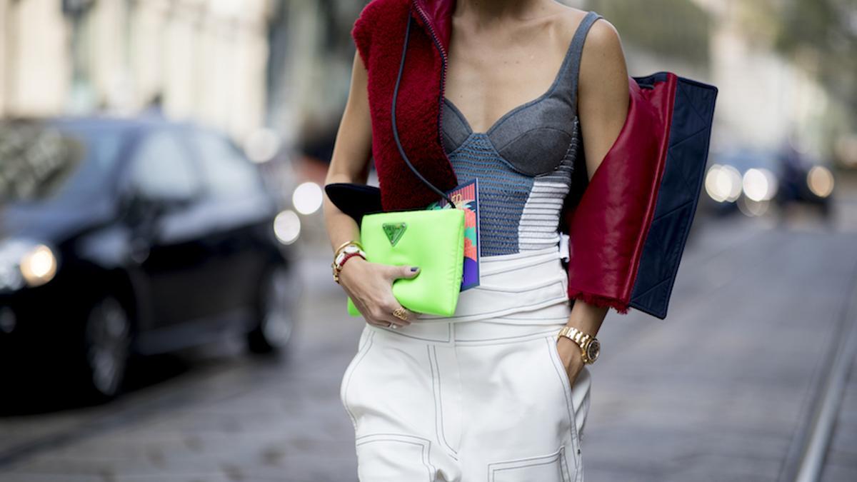 Chaqueta vista en el street style de Milán