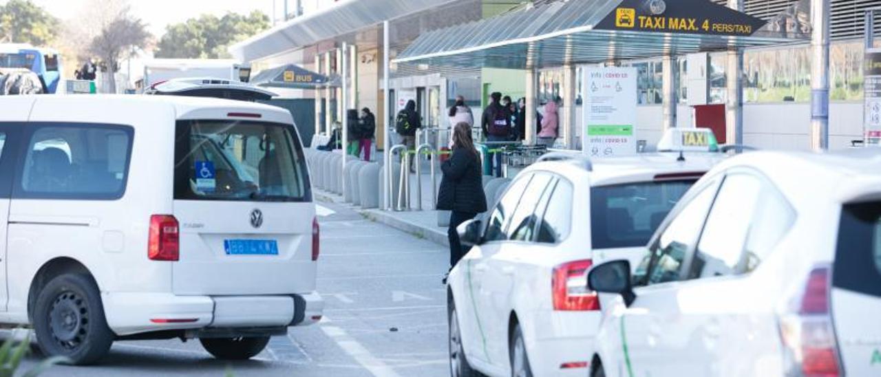 Taxis en la parada del aeropuerto de Eivissa. | VICENT MARÍ