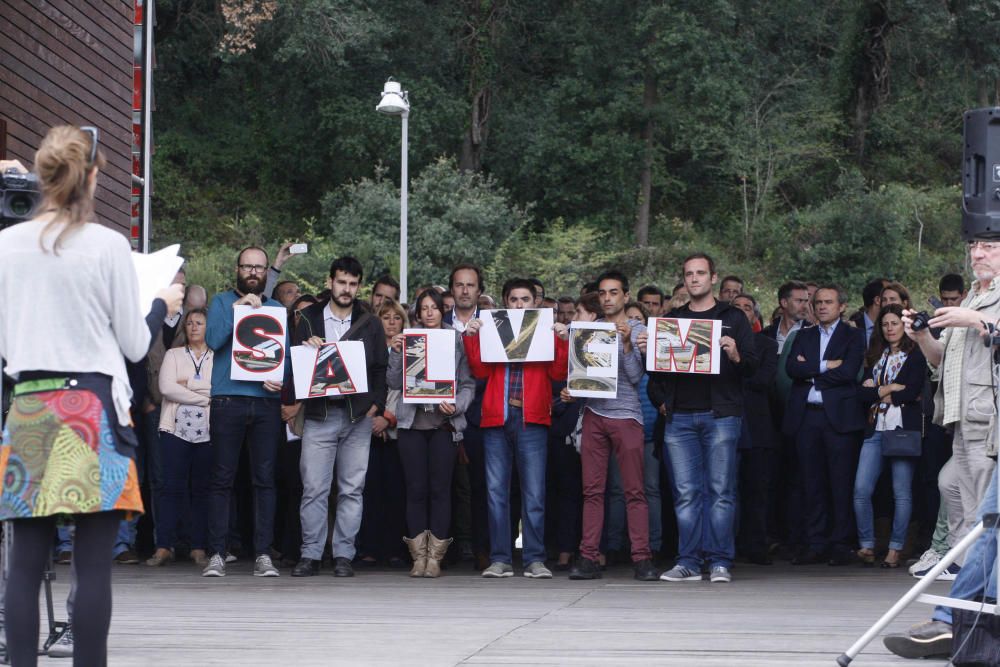 Manifestació d'empreses i treballadors del Parc Científic de la UdG