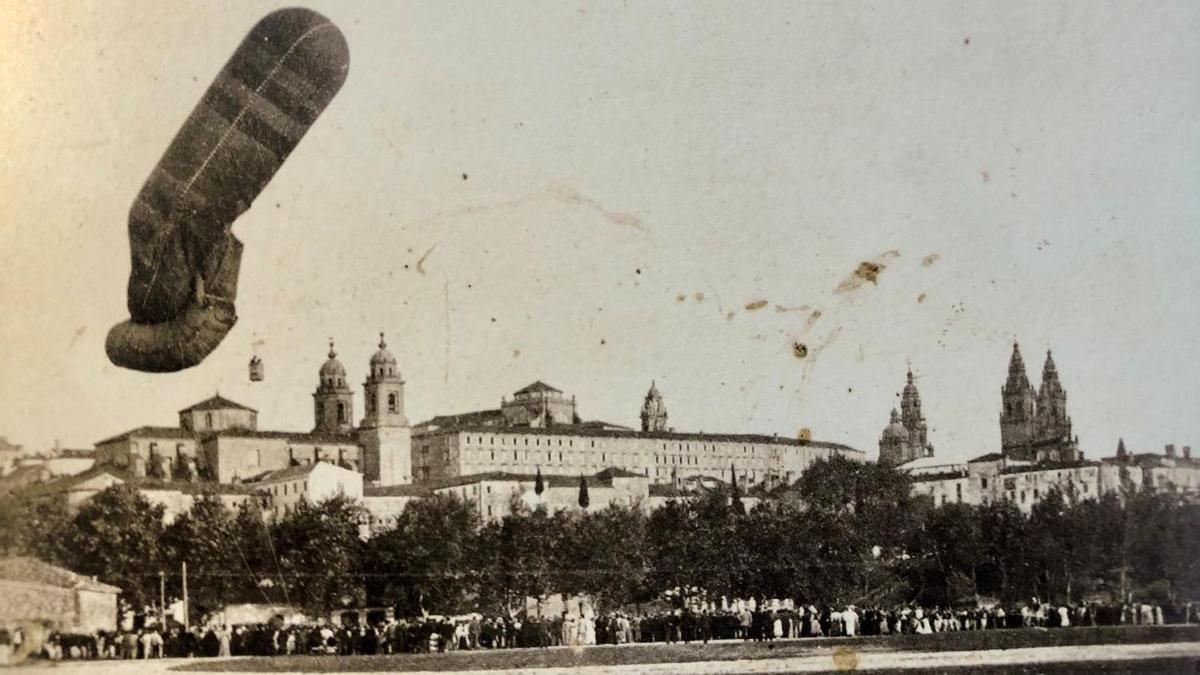 Lanzamiento de un globo aeroestático en Santiago en 1910