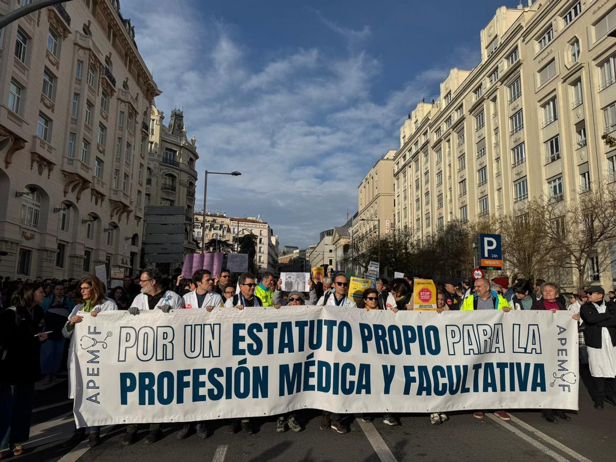 Manifestación de médicos en Madrid, este lunes
