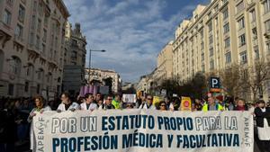 Manifestación de médicos en Madrid, este lunes