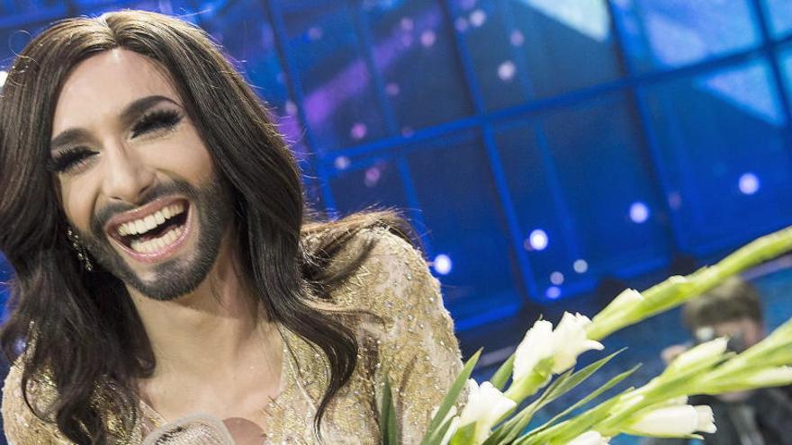 Imagen de Conchita Wurst tras ganar Eurovisión.