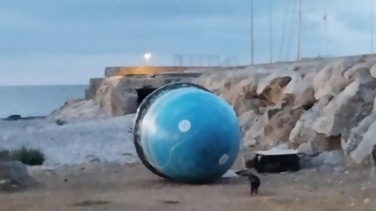 El contenedor del proyecto CES de Benicarló en el que habita una colonia de gatos, volcado.