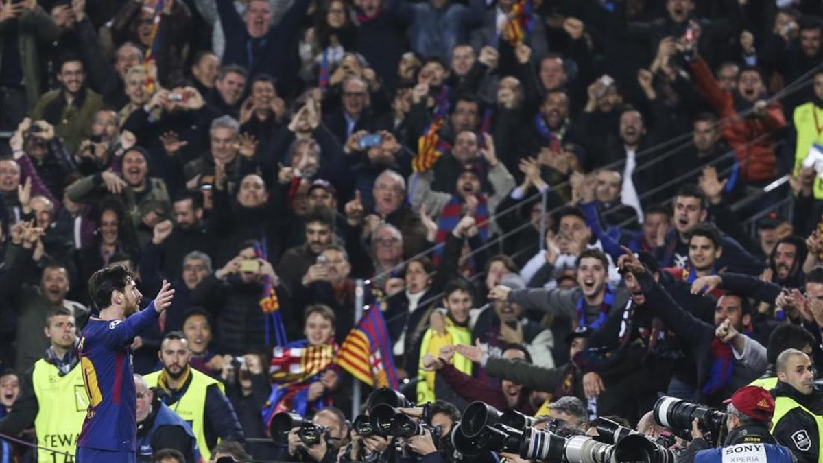 Messi dedicó su tercer gol a la afición del Camp Nou