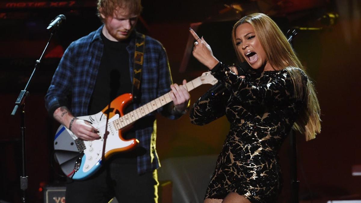 Ed Sheeran y Beyoncé en el homenaje a Stevie Wonder