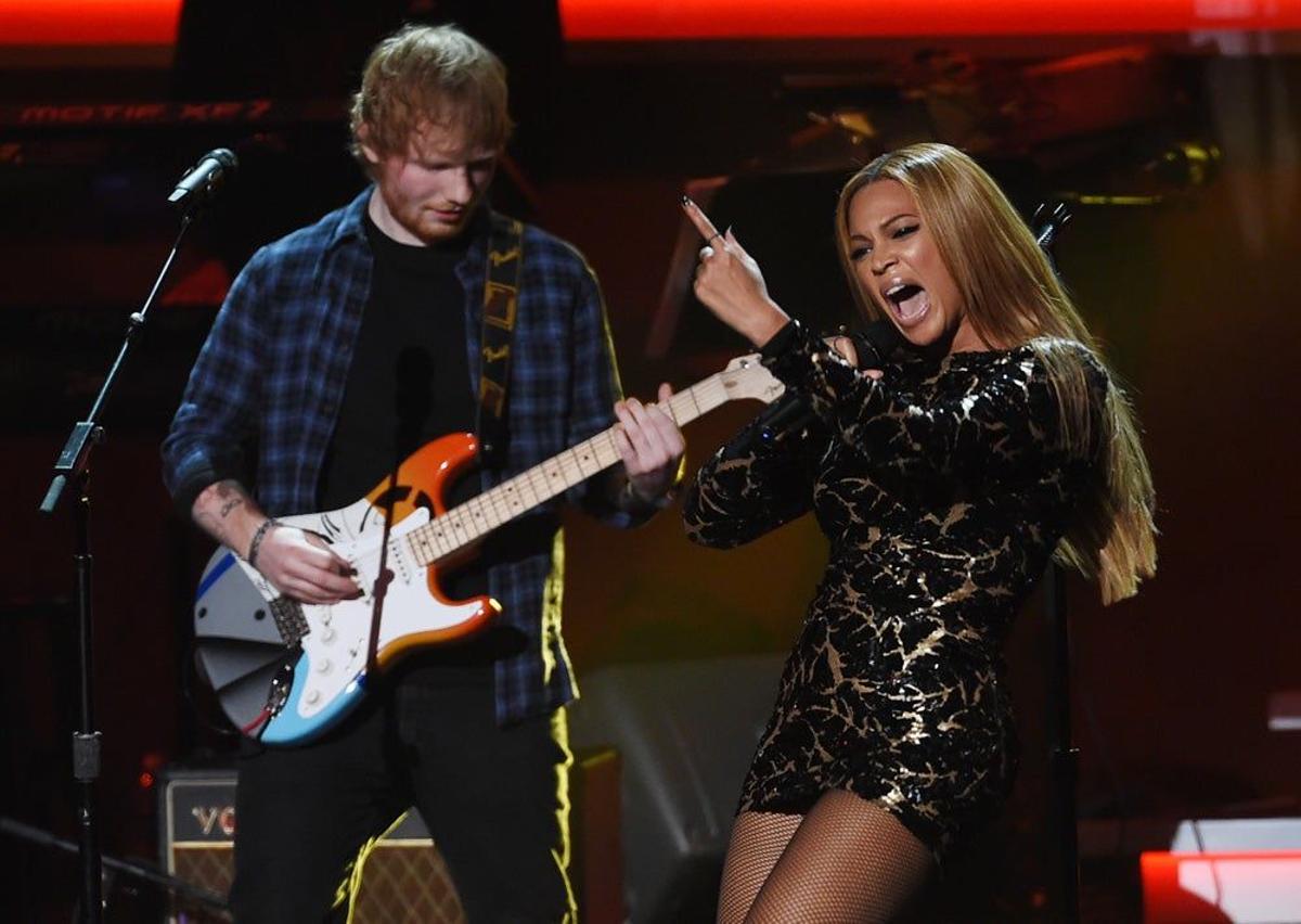 Ed Sheeran y Beyoncé en el homenaje a Stevie Wonder