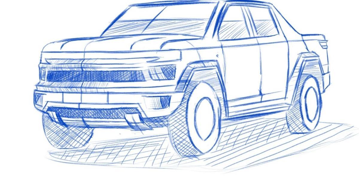 Un boceto durante el trabajo de diseño.