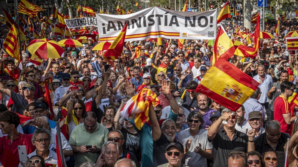 Manifestación contra la amnistía en Barcelona