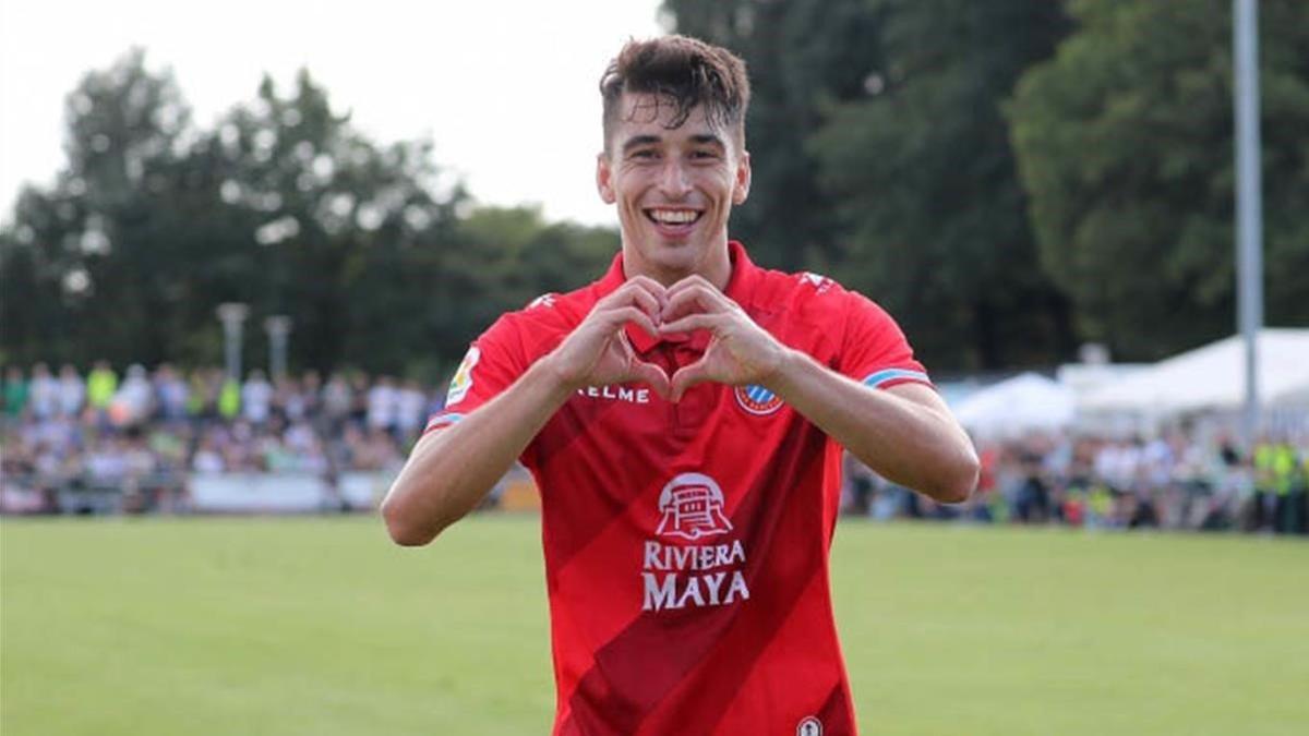 Marc Roca celebra un gol con el Espanyol.