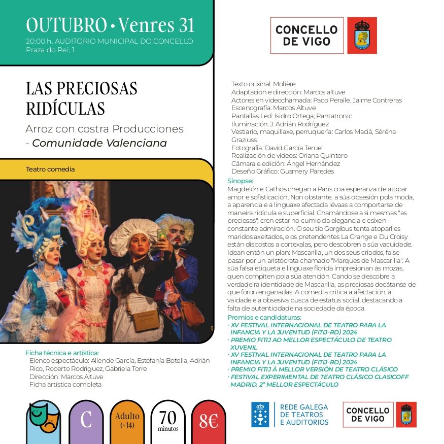Ficha de «Las preciosas ridículas» de VigoCultura 2025.
