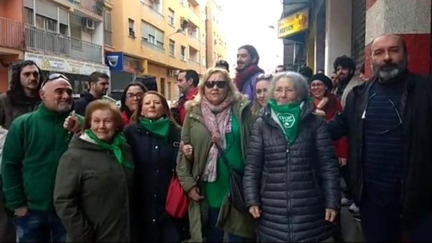 Protesta hoy por el desahucio de Raquel y su familia.