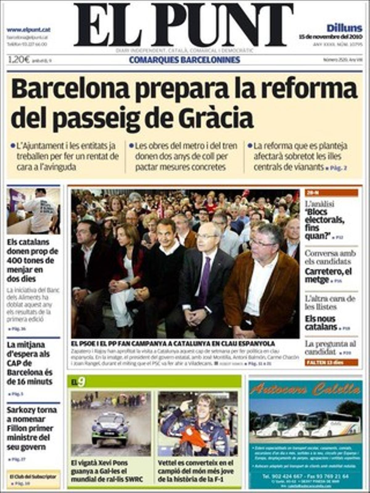 ’El Punt’ destaca també a dins que els autocars de la Sagrada Família tindran un pàrquing subterrani d’aquí dos anys, i que internet ja aporta el 7,2% del PIB del Regne Unit.