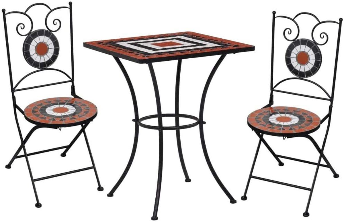 Conjunto de mesa y sillas de hierro y cerámica