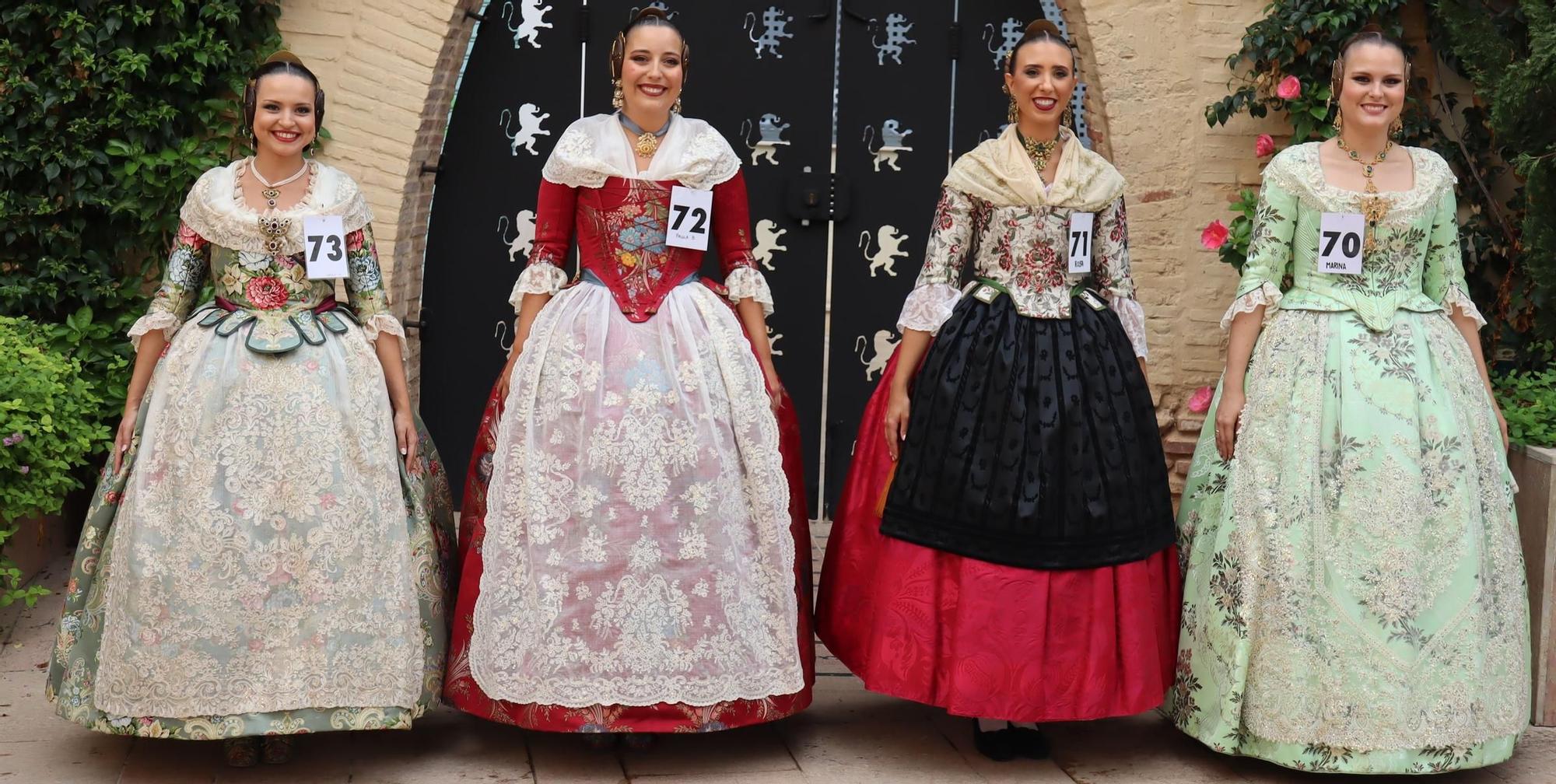 Las candidatas a Fallera Mayor de València, en el Museo de la Seda